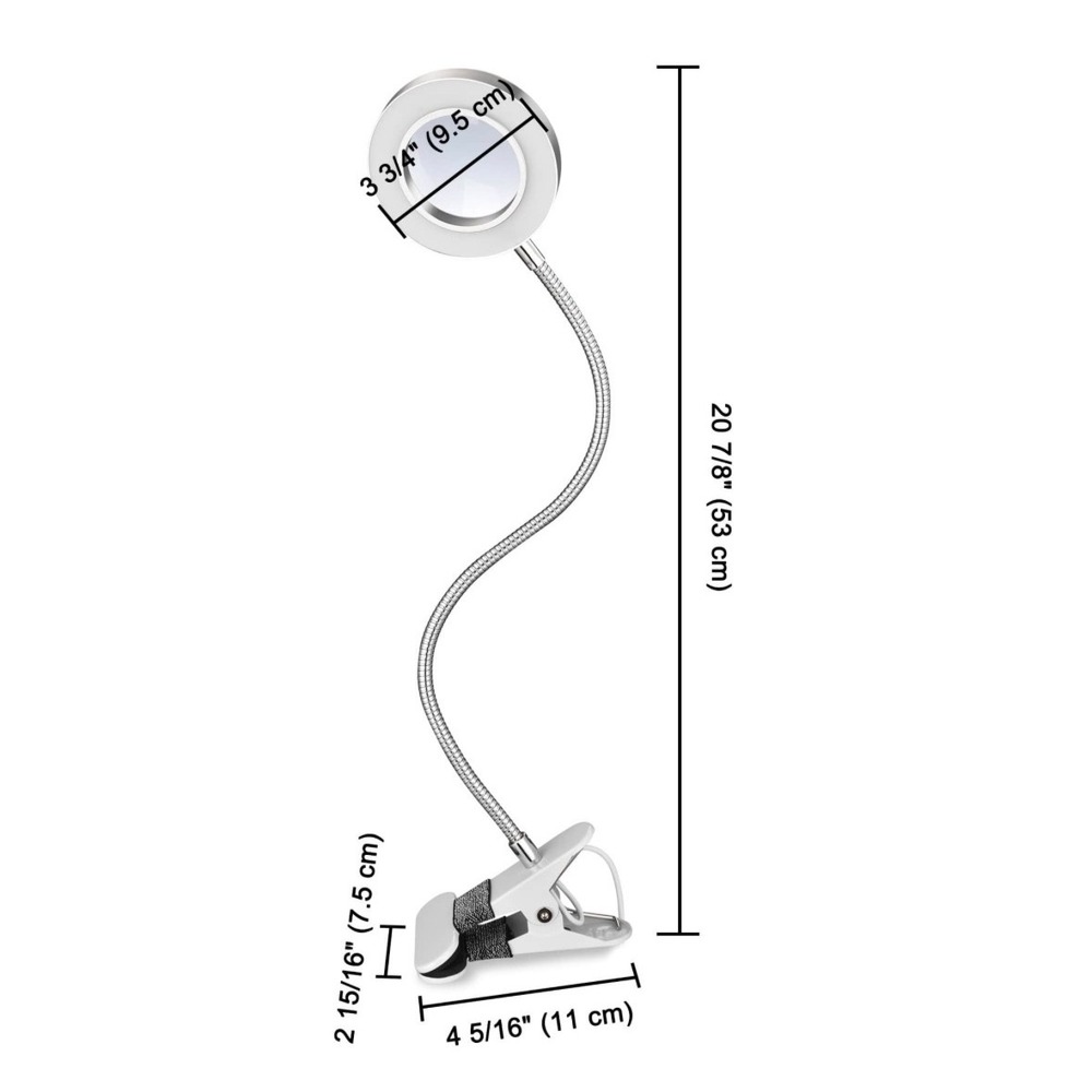 Skymore LED Clip Table Lamp USB Flexible Gooseneck Ring Light White Silver - Picture 6 of 7
